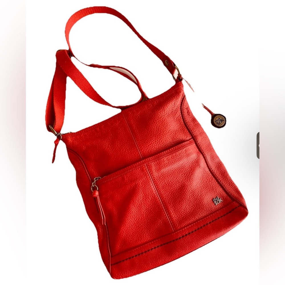 The Sak Soft Leather Purse Crossbody Handbag Orange Midsize
